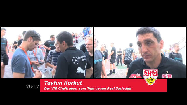VfB Chefcoach Tayfun Korkut nach dem Spiel gegen Real Sociedad