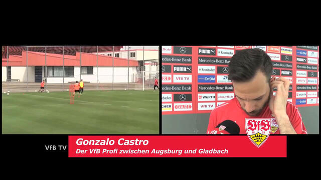 Gonzalo Castro vor dem VfB TV Mikrofon