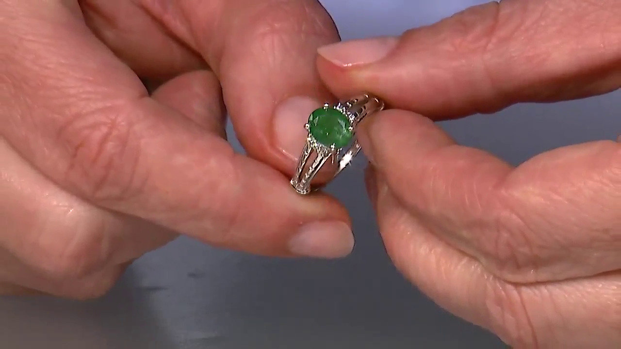 Video Anillo en plata con Esmeralda de Bahía