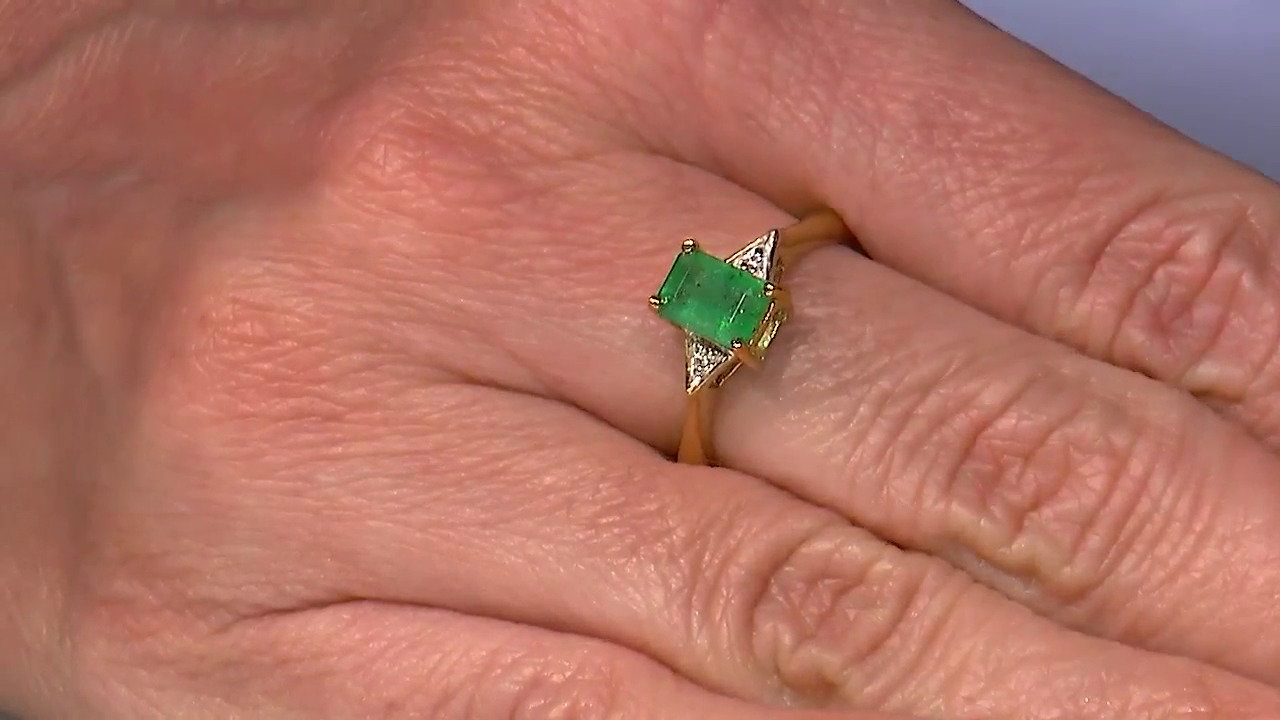 Video Anillo en plata con Esmeralda de Bahía