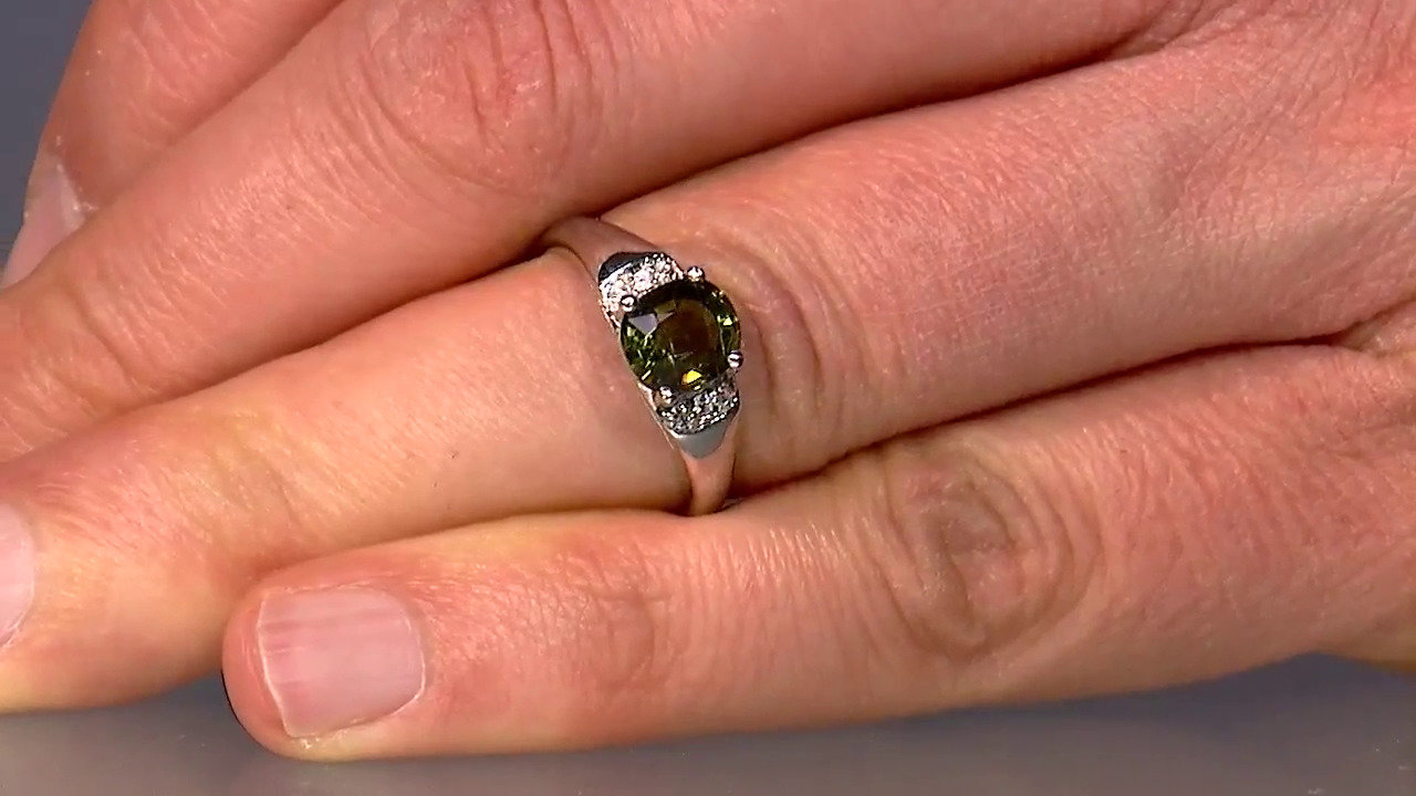 Video Anello placcato in platino con Tormalina Cuprian