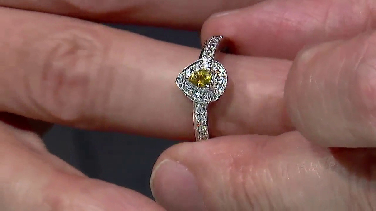 Video Anello placcato in platino con Tormalina Cuprian