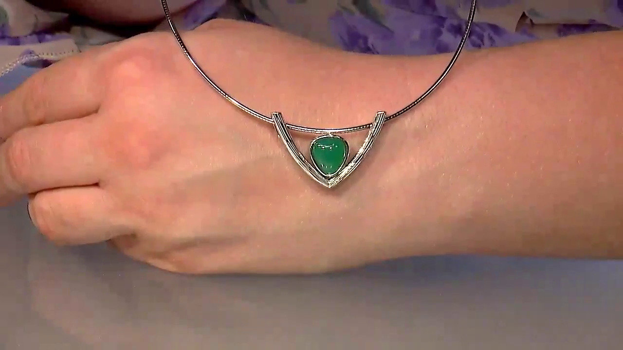 Video Green Chalcedony Silver Pendant (MONOSONO COLLECTION)