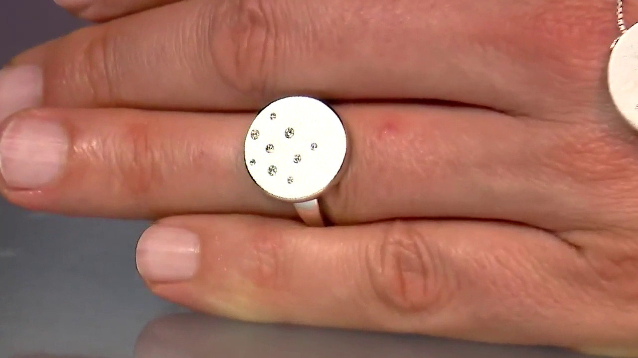 Video Zilveren ring met I1 (G) Diamanten (Annette)