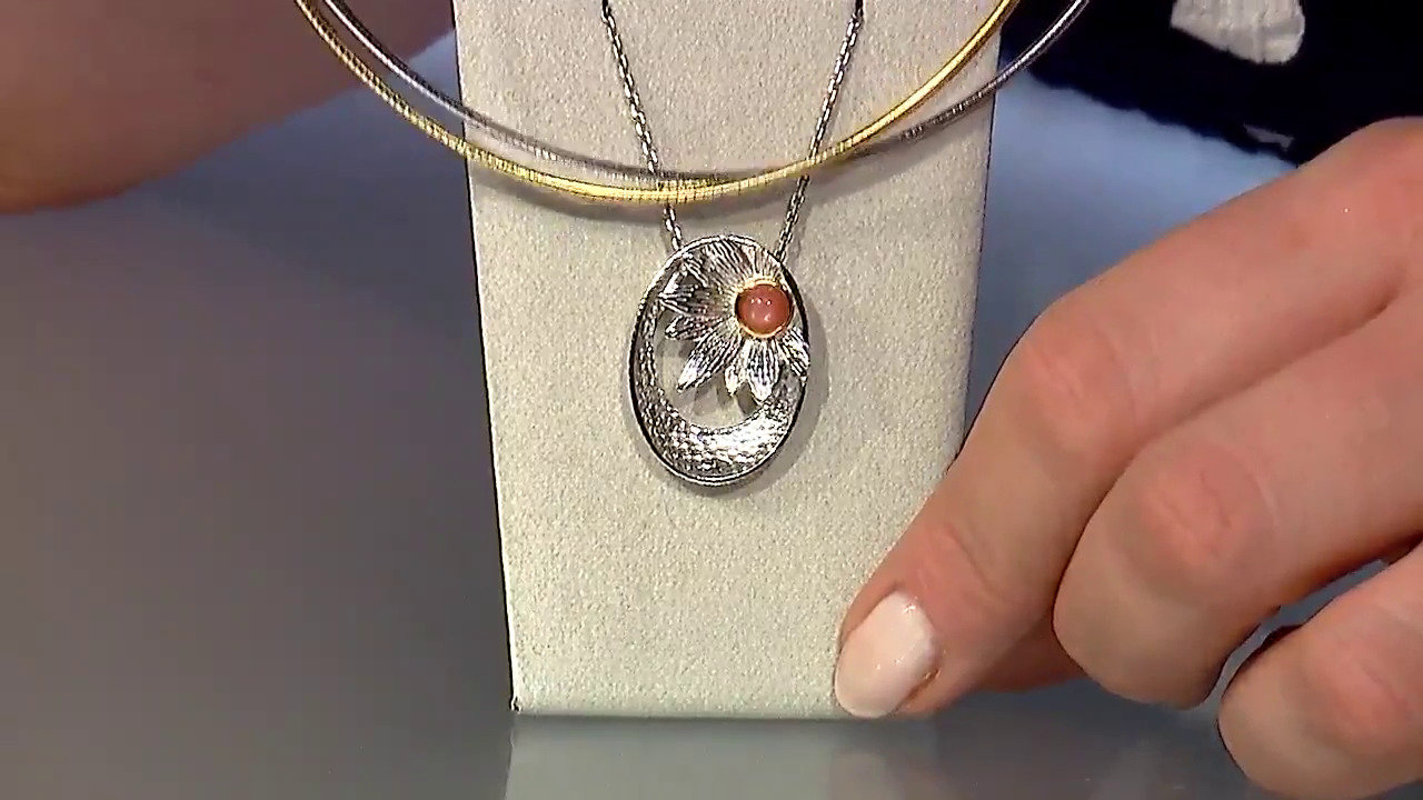 Video Ciondolo in argento con Pietra di Luna Arancione (MONOSONO COLLECTION)