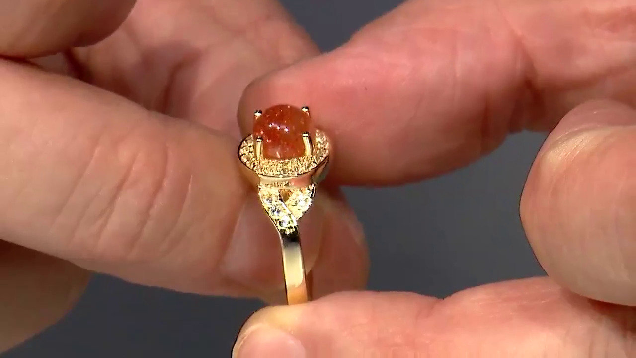Video Zilveren ring met een zonnesteen
