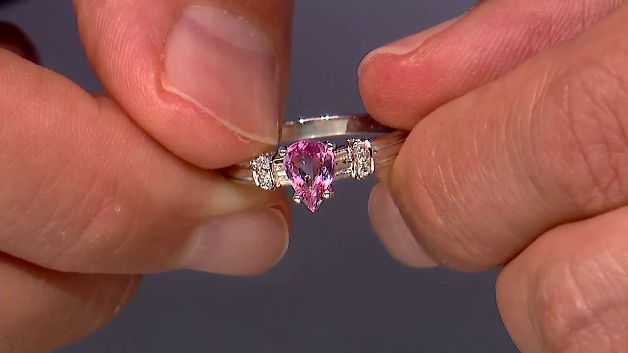 Video Anello placcato in platino con Tormalina Rosa Cuprian
