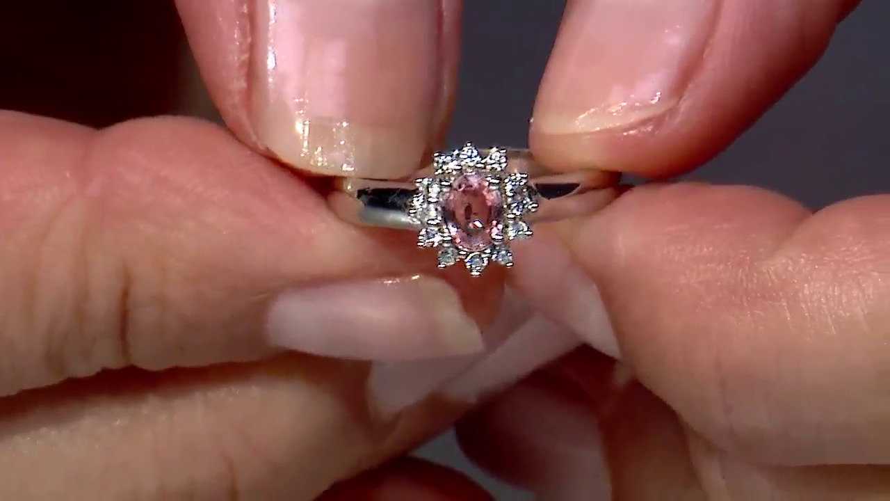 Video Anello placcato in platino con Zaffiro Padparadscha
