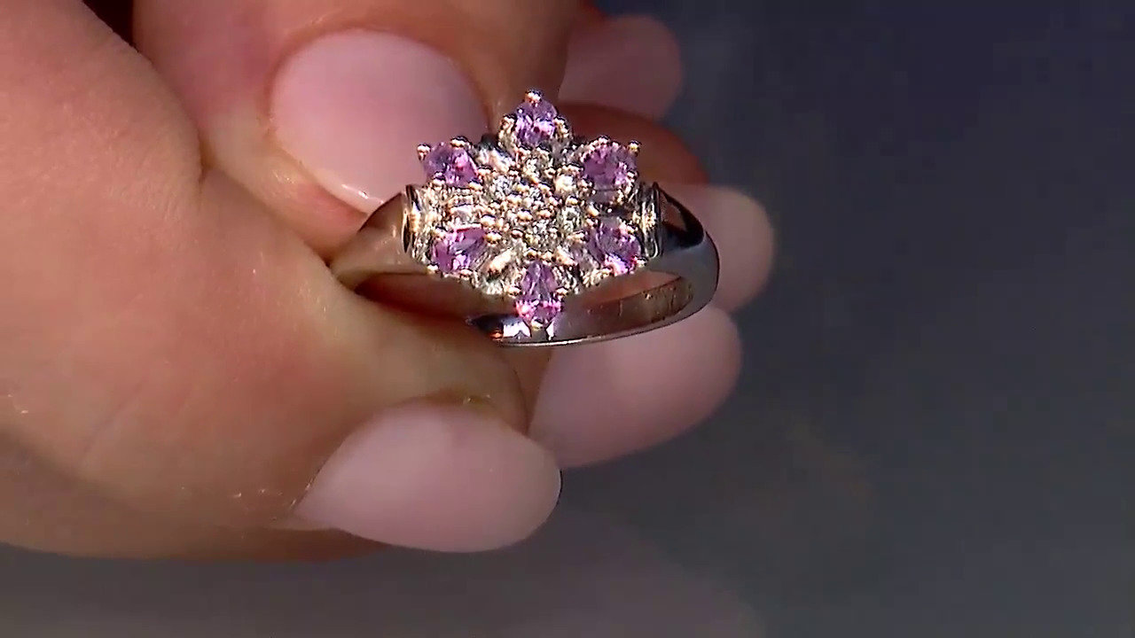 Video Unheated Ceylon Purple Sapphire Silver Ring