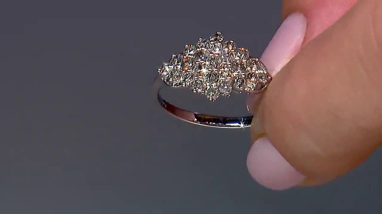 Video Anello placcato in platino con Diamante Cioccolato