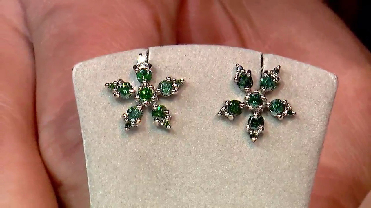 Video Orecchini placcati in platino con Diamante Fancy