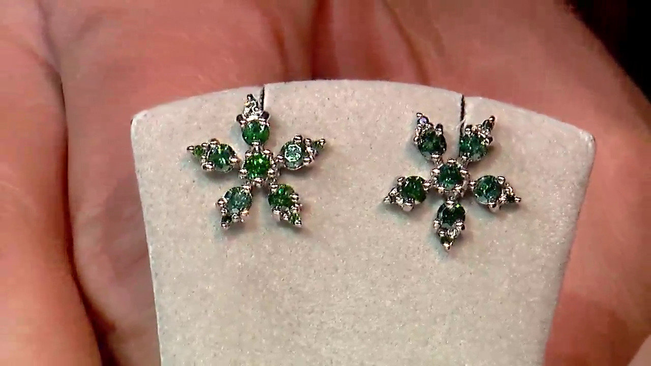 Video Fancy Diamond Silver Earrings