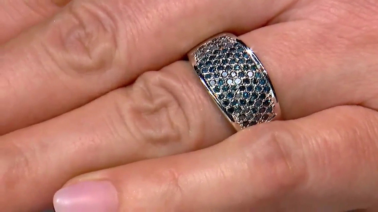 Video Anello placcato in platino con Diamante Fancy