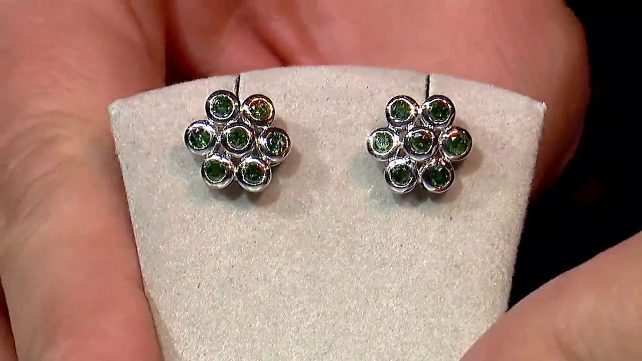 Video Orecchini placcati in platino con Diamante Fancy