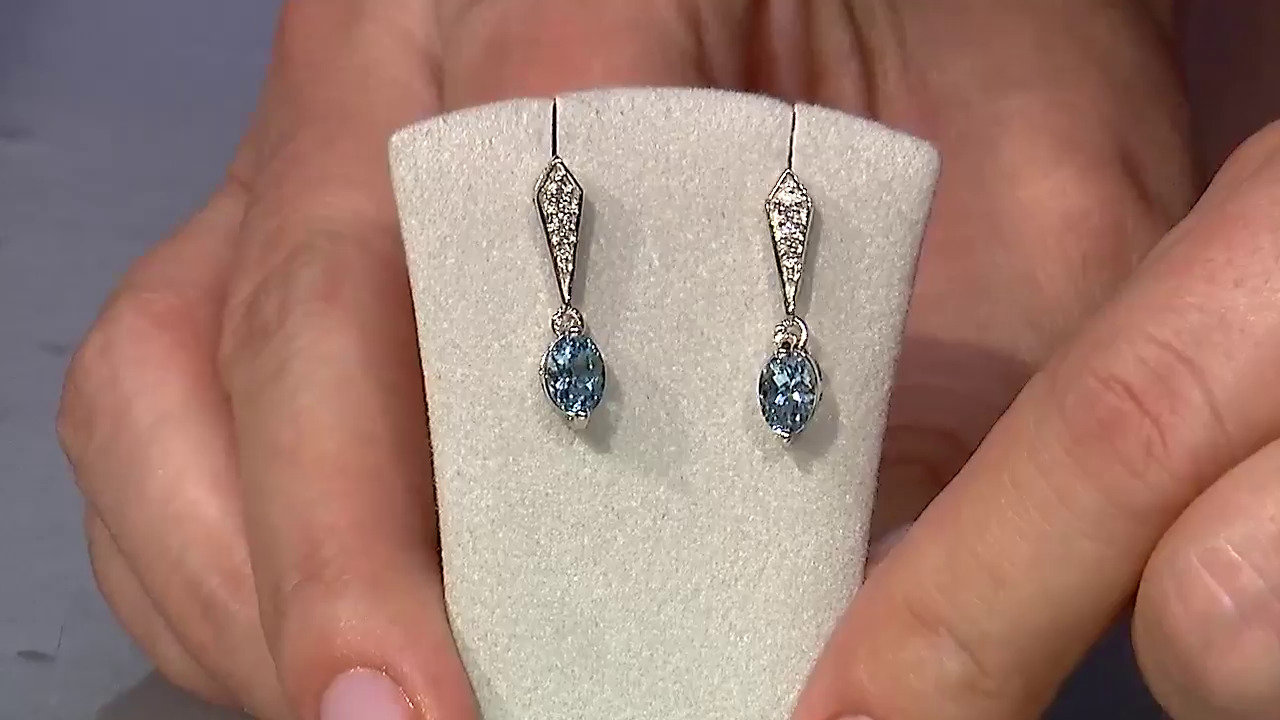 Video Orecchini in argento con Acquamarina Santa Maria