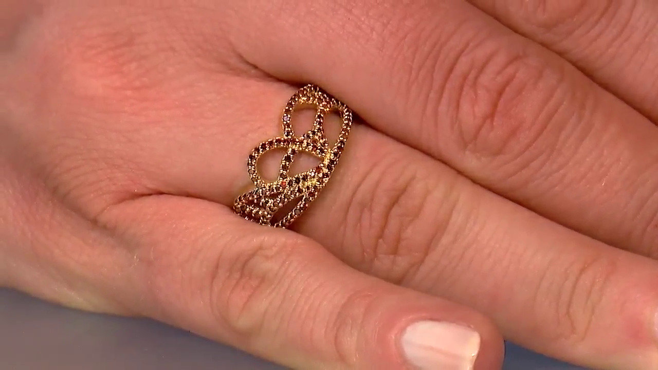 Video Anello placcato in oro con Diamante Fancy