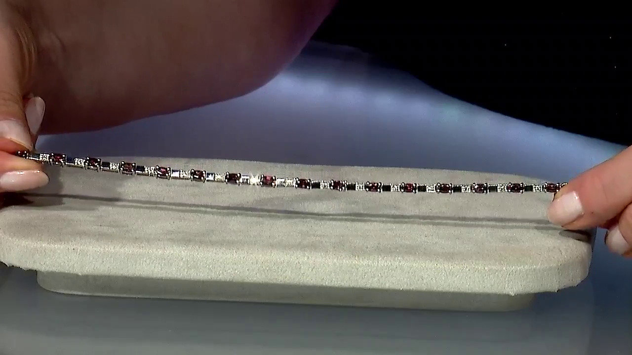 Video Bracciale placcato in platino con Zircone Rosso
