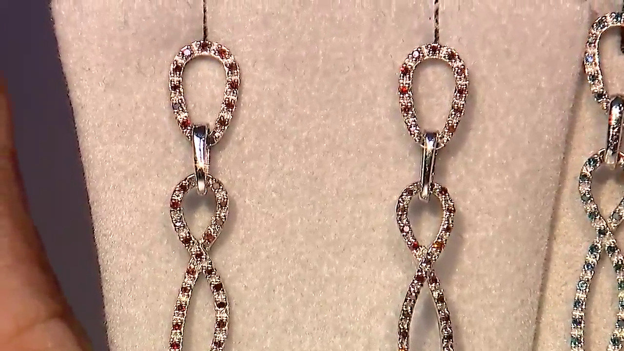Video Orecchini placcati in platino con Diamante Fancy