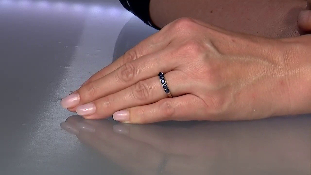 Video Anello placcato in platino con Zaffiro della Birmania