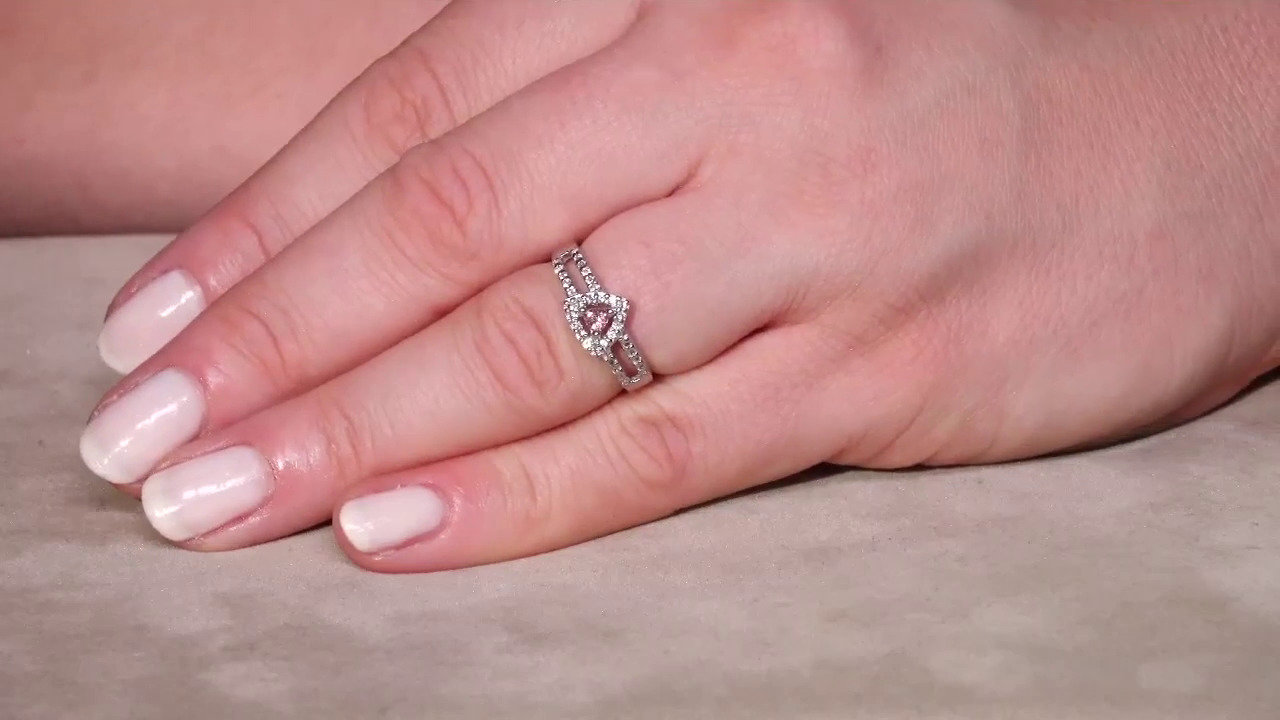 Video Zilveren ring met een roze koper toermalijn