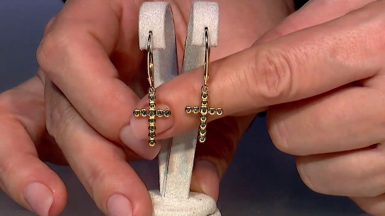 Video Orecchini placcati in oro con Diamante Fancy