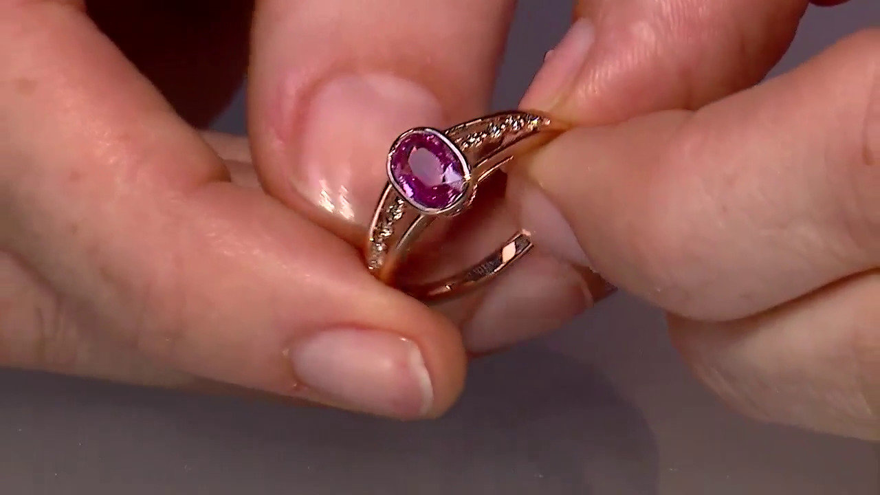Video 9K Pink Sapphire Gold Ring (Annette)