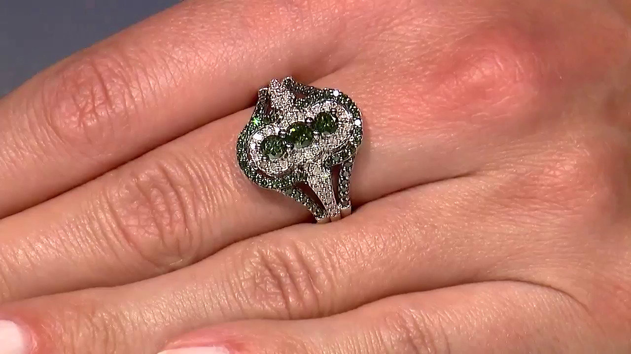 Video Anello in argento con Diamante Verde