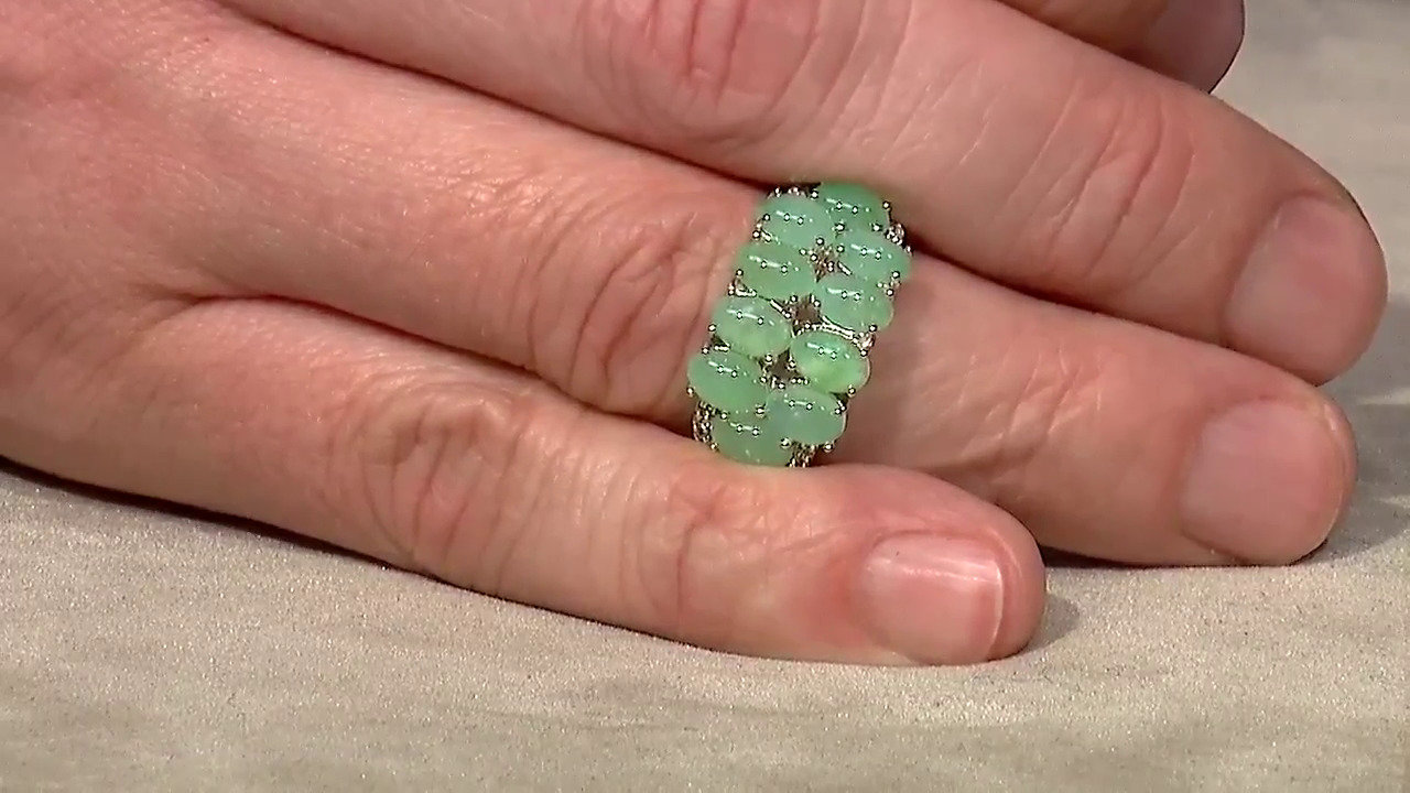 Video Zilveren ring met keizerlijke chrysopraasstenen