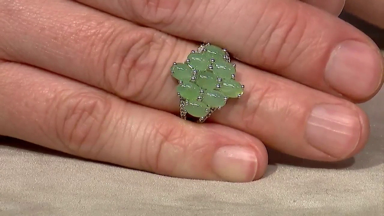 Video Zilveren ring met keizerlijke chrysopraasstenen