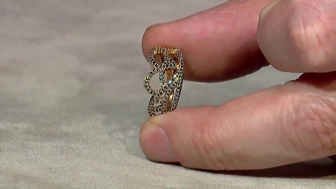 Video Anello placcato in oro con Diamante Fancy