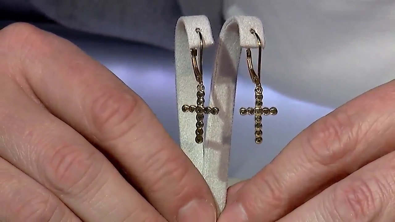 Video Orecchini placcati in oro con Diamante Fancy