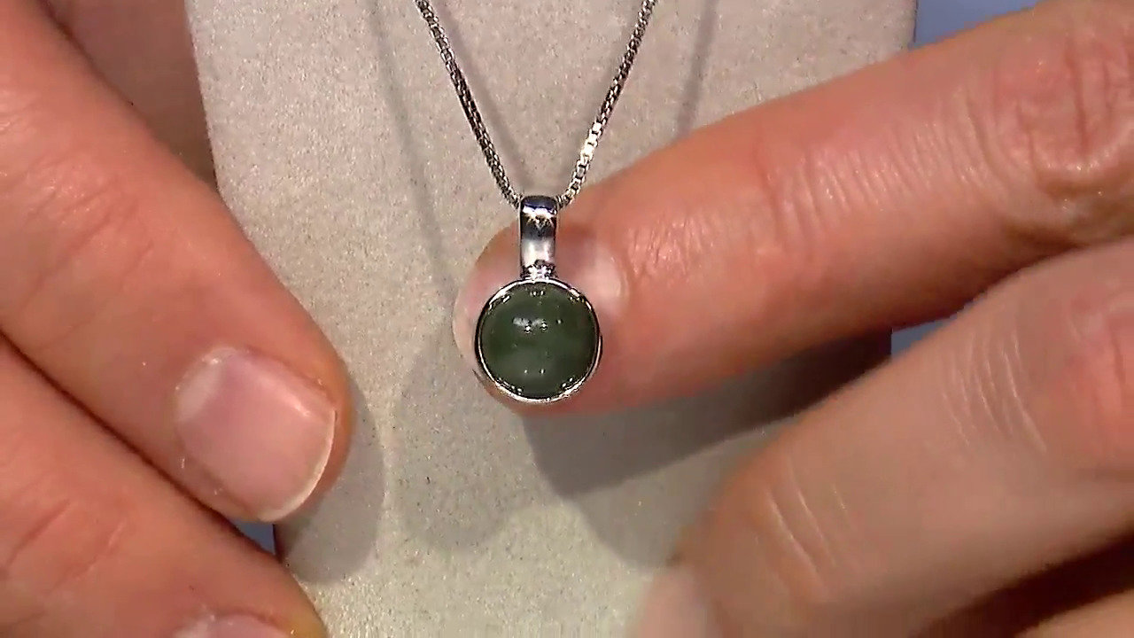 Video Zilveren hanger met een Groene Jadeiet (Annette)