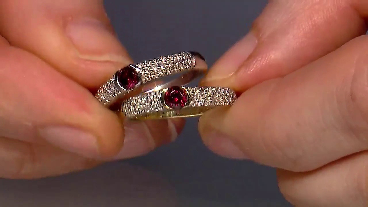 Video Zilveren ring met een Braziliaanse rhodoliet