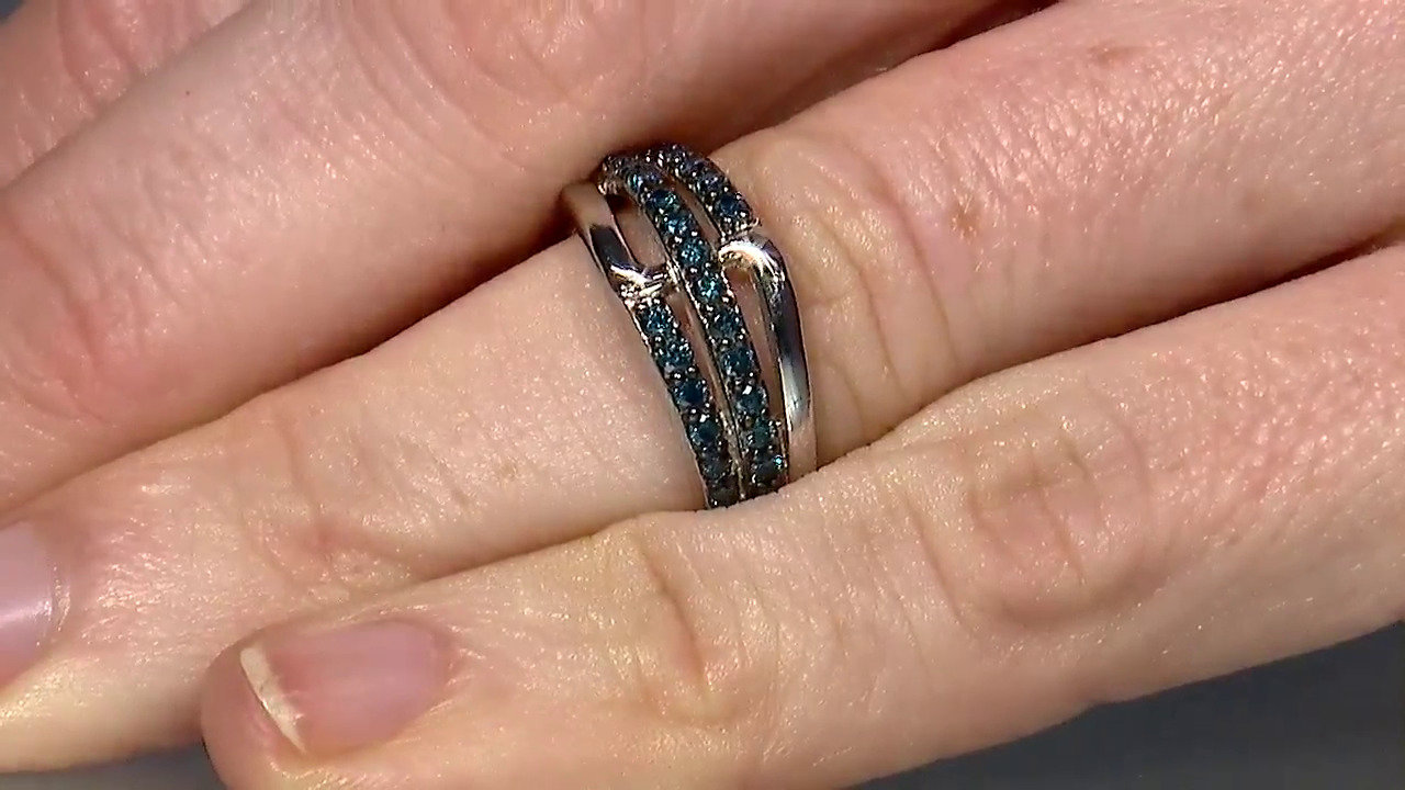 Video Anello placcato in platino con Diamante Fancy