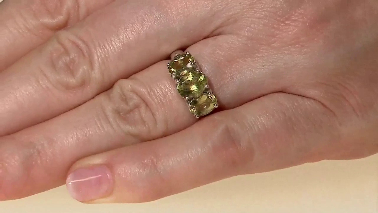 Video Zilveren ring met een limoen apatiet