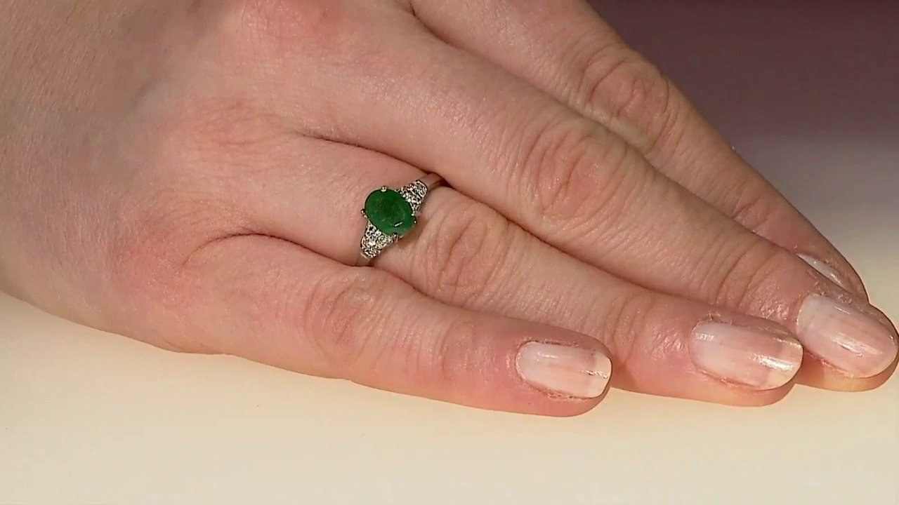 Video Zilveren ring met een Bahia-smaragd