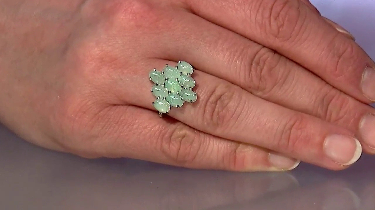 Video Zilveren ring met keizerlijke chrysopraasstenen