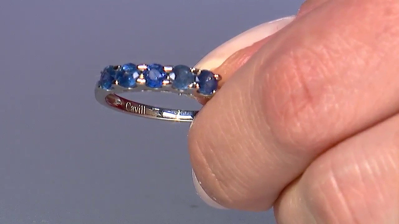 Video Anello placcato in platino con Zaffiro della Birmania