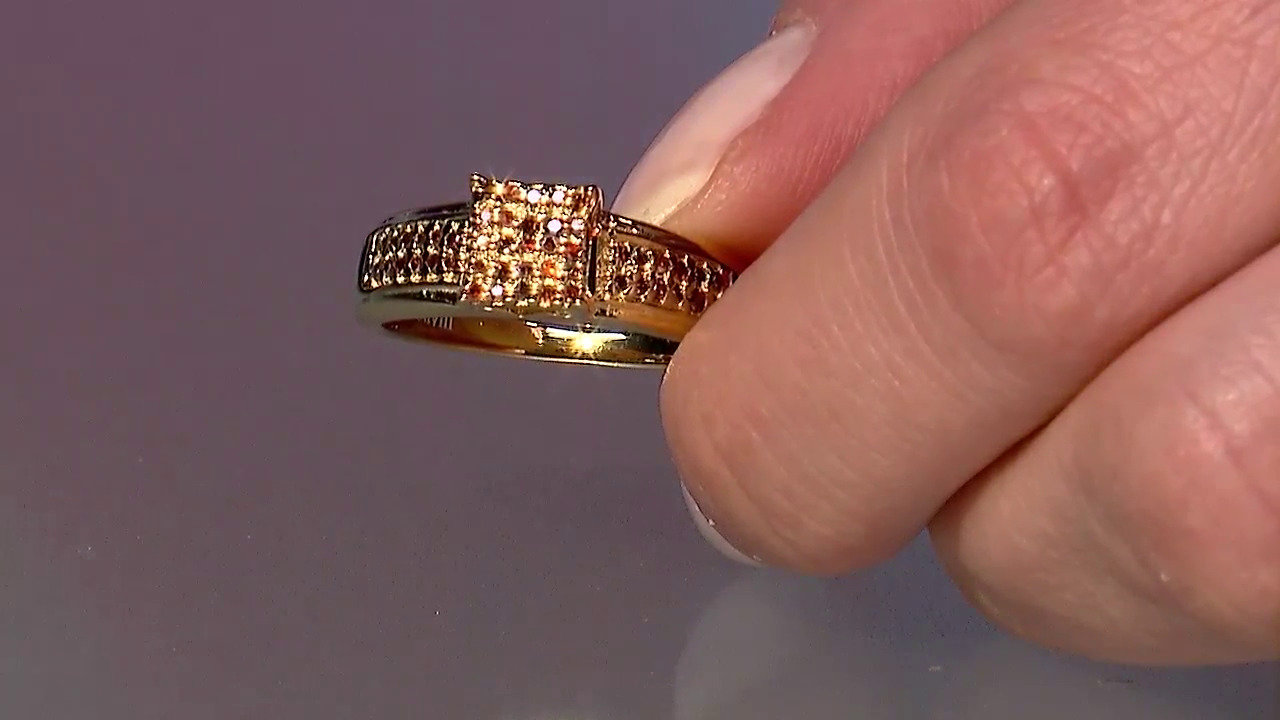Video Anello placcato in oro con Diamante Fancy