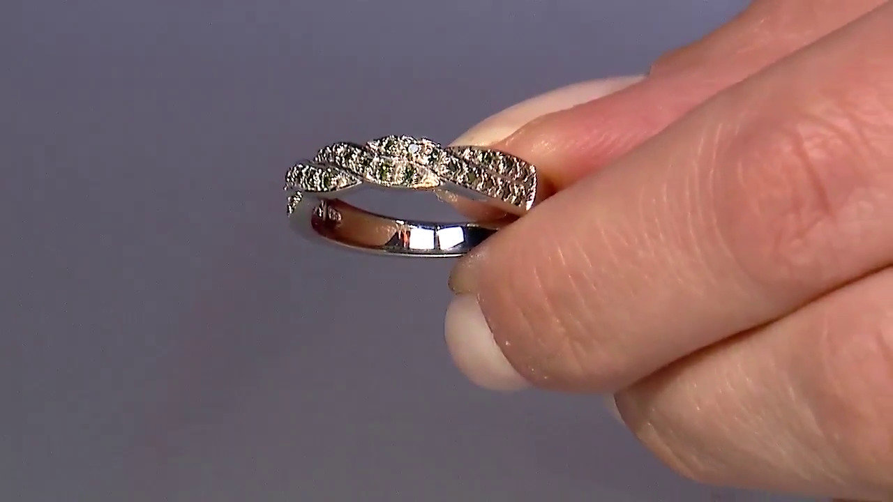Video Anello placcato in platino con Diamante Fancy