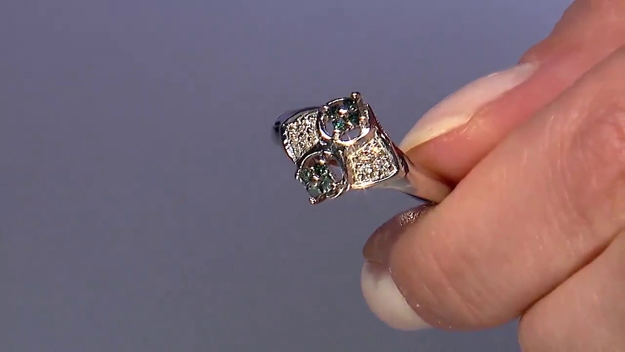 Video Waldgrüner Diamant-Silberring