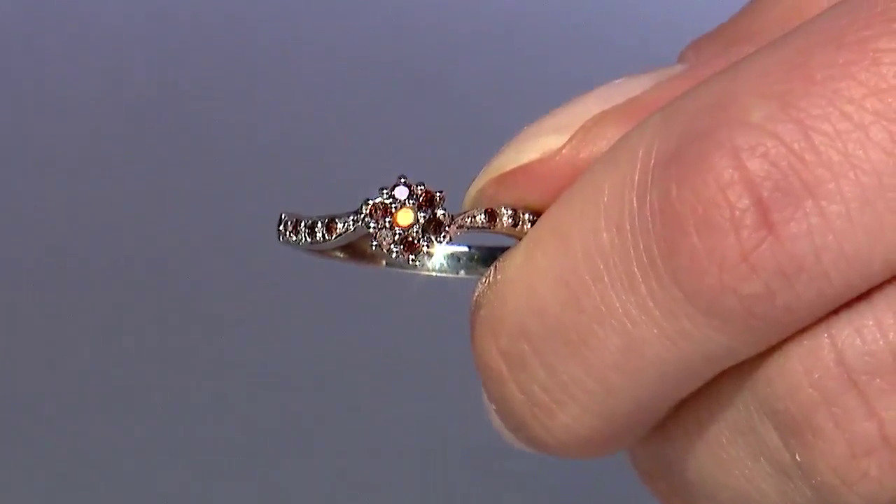 Video Anello placcato in platino con Diamante Fancy