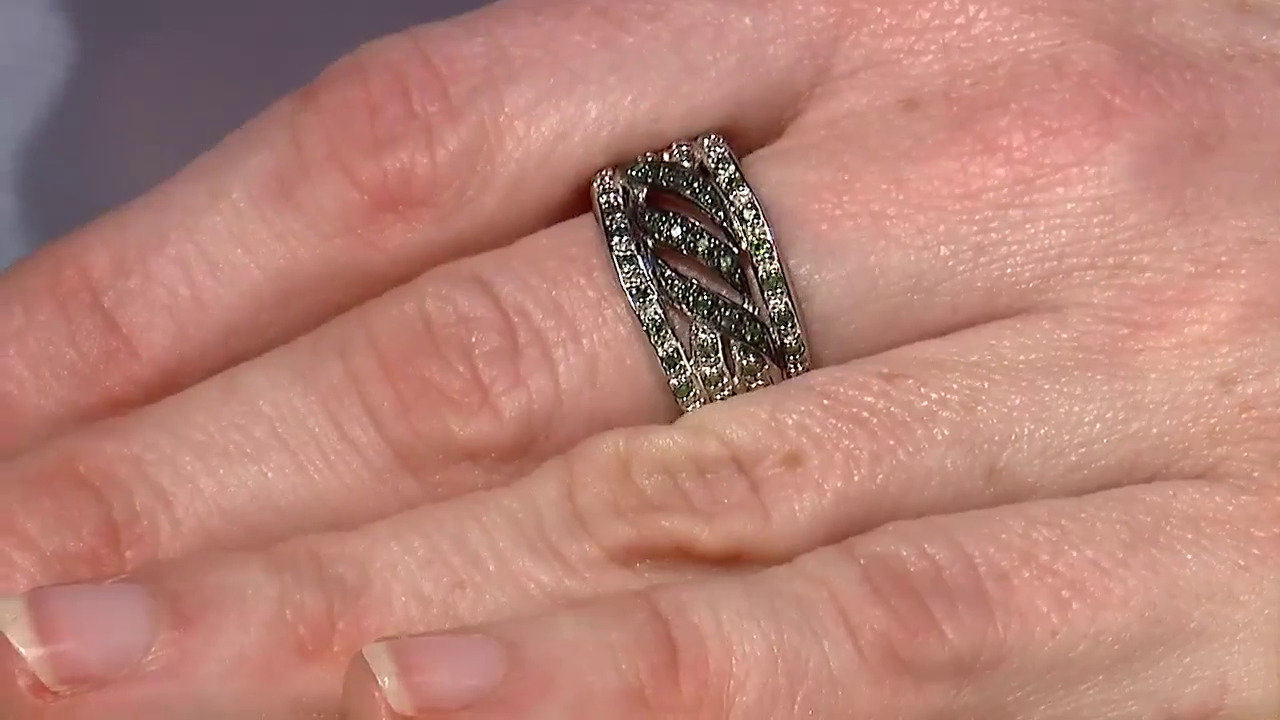 Video Anello placcato in platino con Diamante Fancy