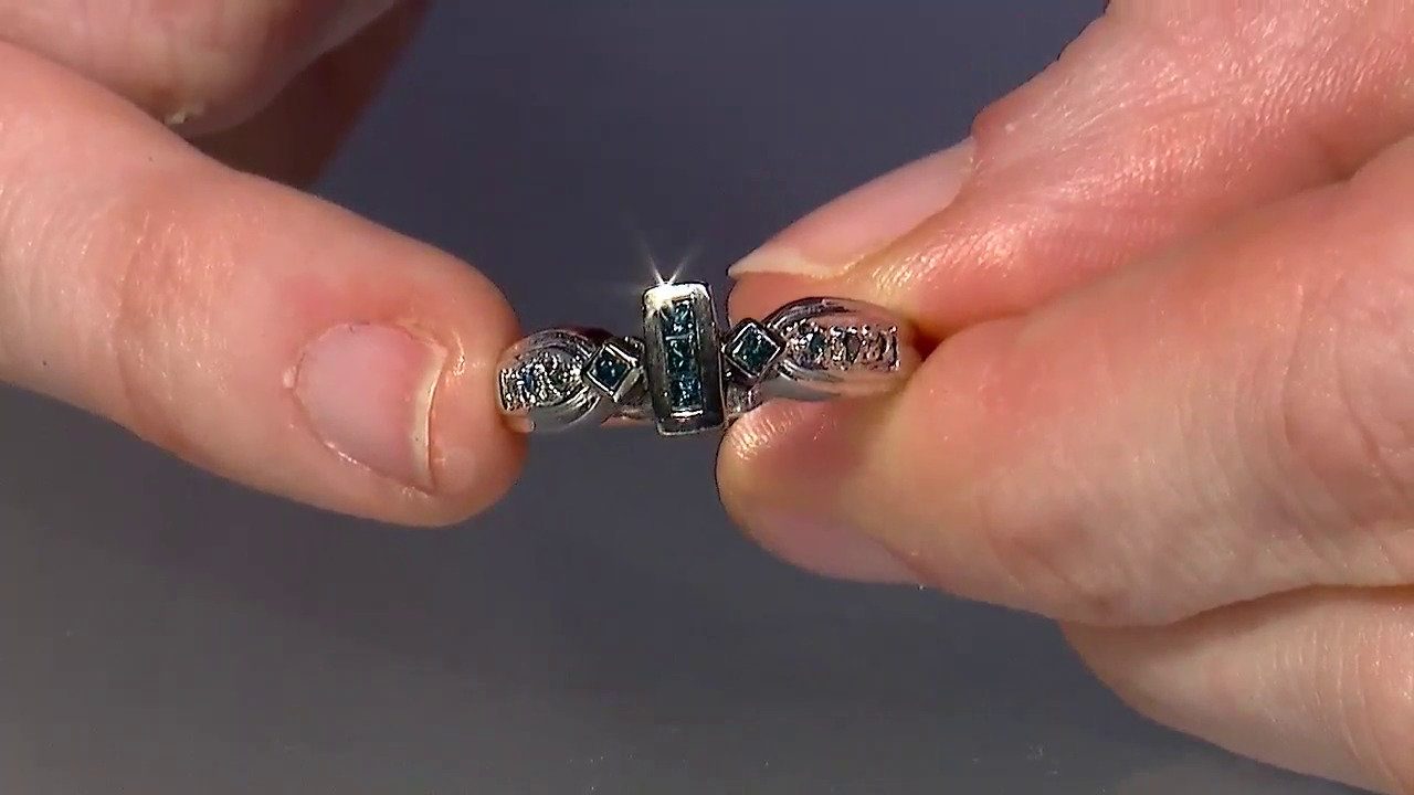 Video Anello placcato in platino con Diamante Fancy