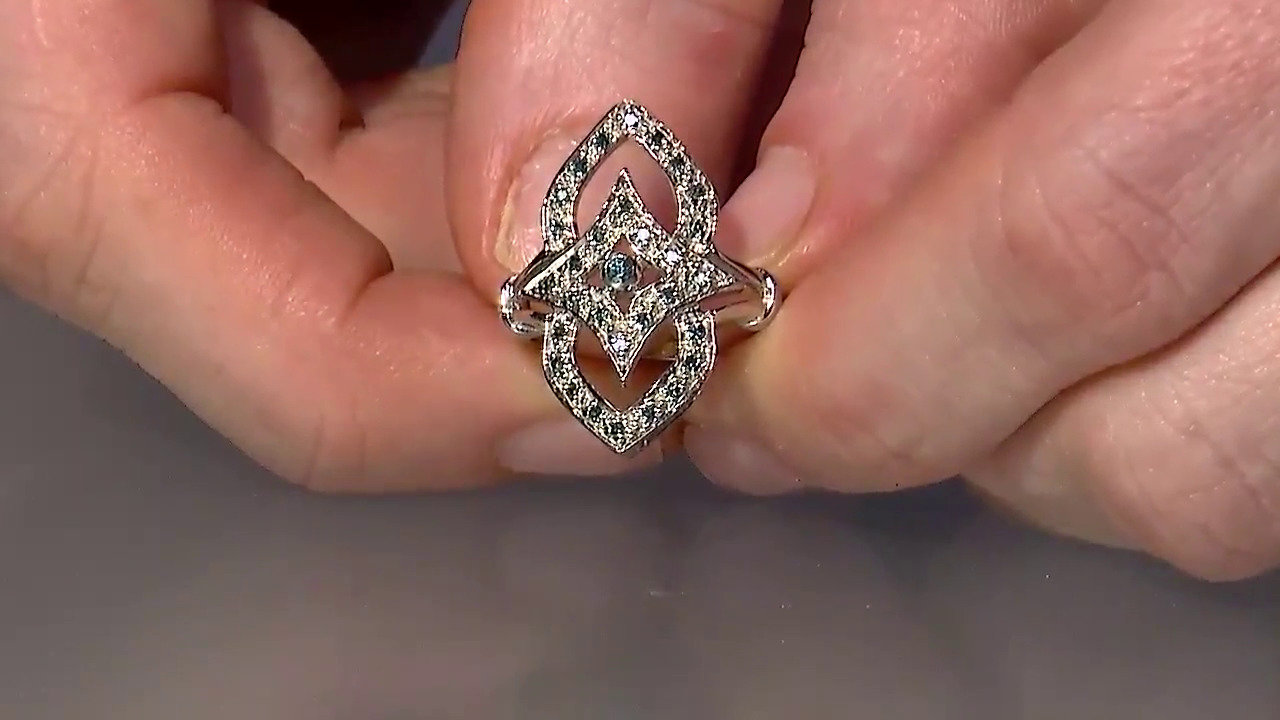 Video Anello placcato in platino con Diamante Fancy