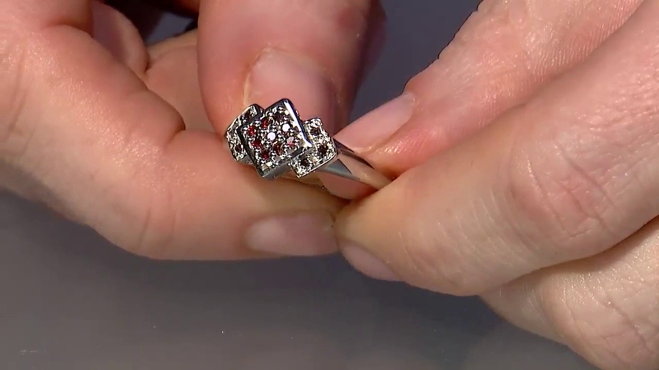 Video Anello placcato in platino con Diamante Fancy