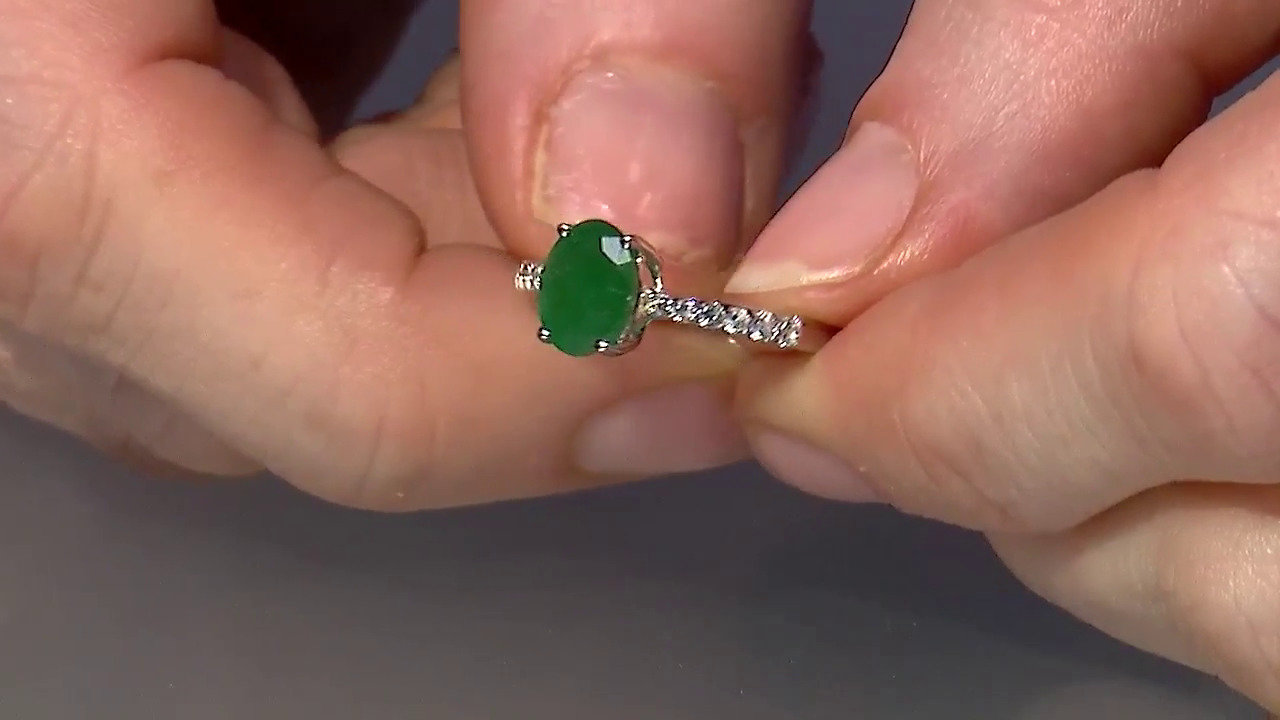 Video Anello placcato in platino con Smeraldo Bahia
