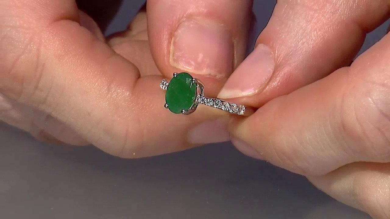 Video Anillo en plata con Esmeralda de Bahía