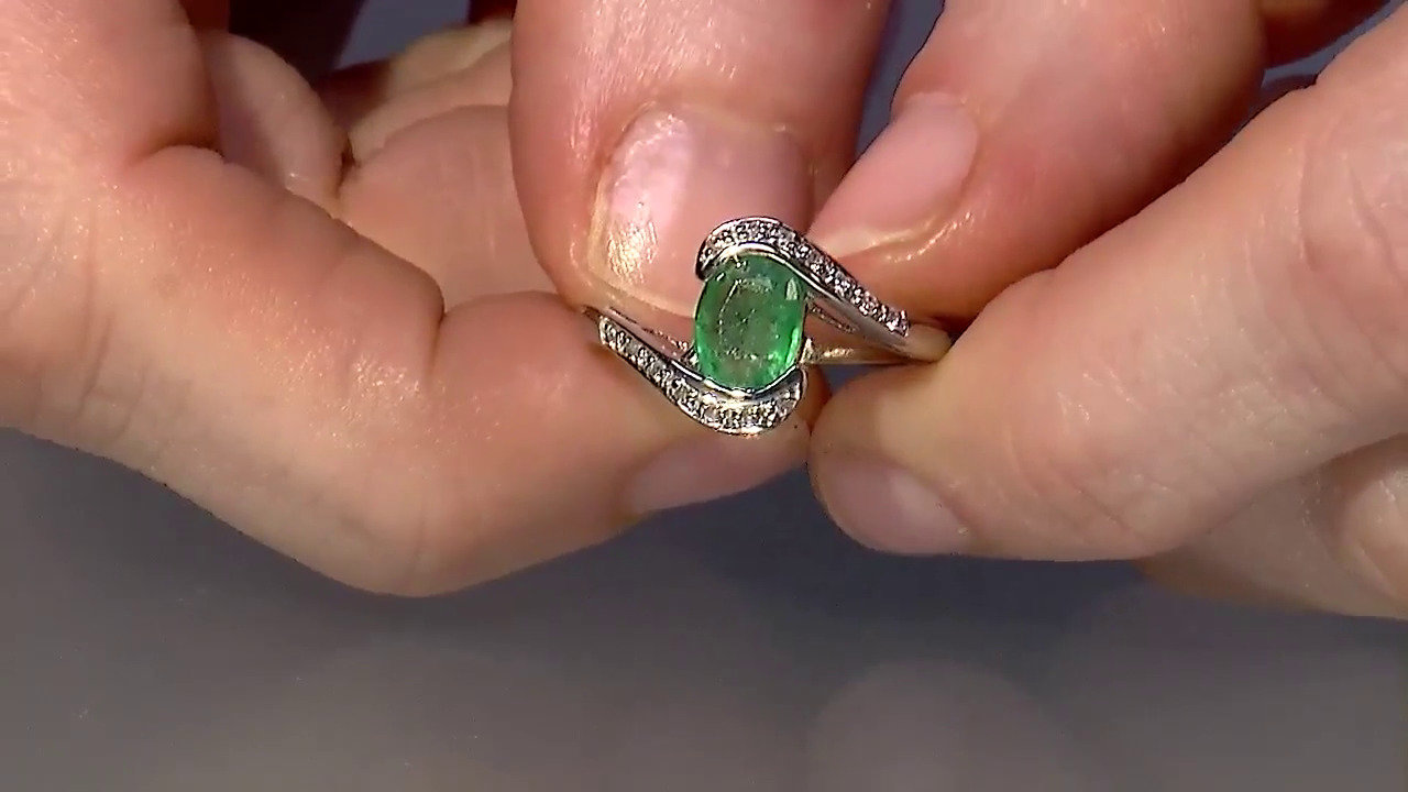Video Anello placcato in platino con Smeraldo Bahia