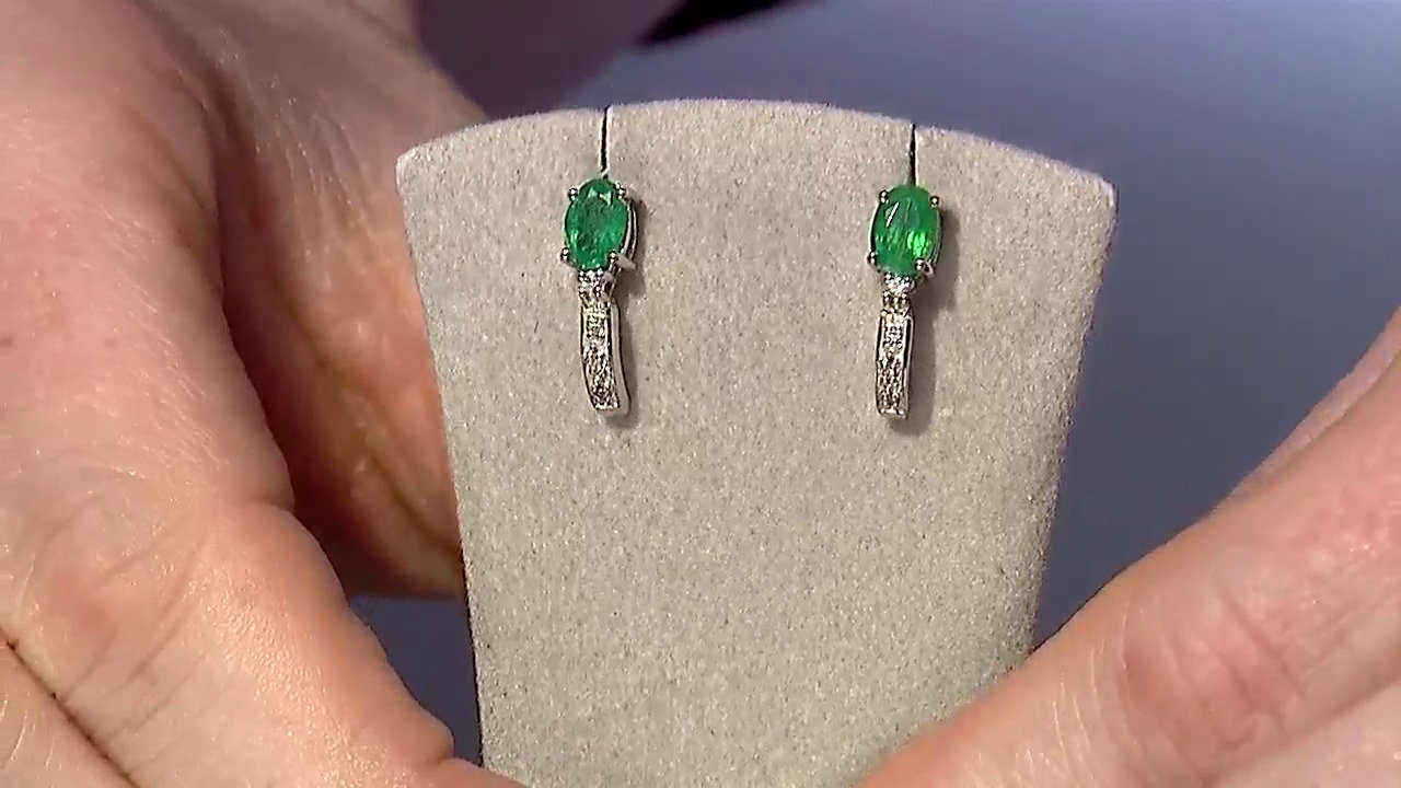 Video Pendientes en plata con Esmeralda de Bahía